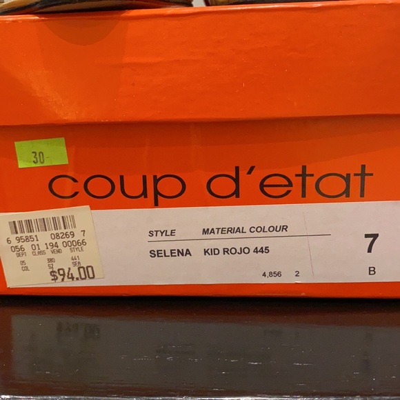 Women’s Coup d’ etat slide mules red & tan leather cross cross. Size 7 - Picture 5 of 5